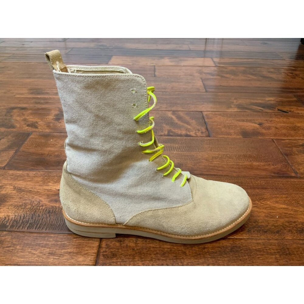 MM6 Maison Martin Margiela Tan Canvas Suede Toe Cap Lace Up Boots, Size 36 | 6